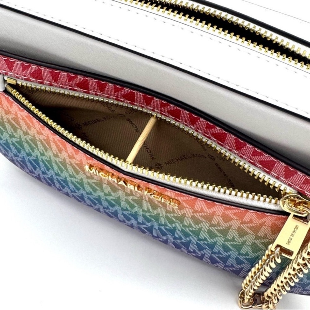 Michael Kors Large Signature Logo Crossbody Bag & Matching Bifold Wallet Rainbow - Picture 10 of 15